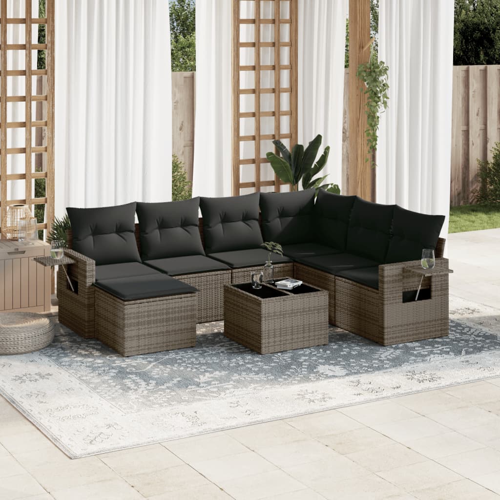 Set Divano da Giardino 8 pz con Cuscini Grigio in Polyrattan | homemem39