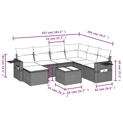 Set Divani da Giardino 8 pz con Cuscini Marrone in Polyrattan | homemem39
