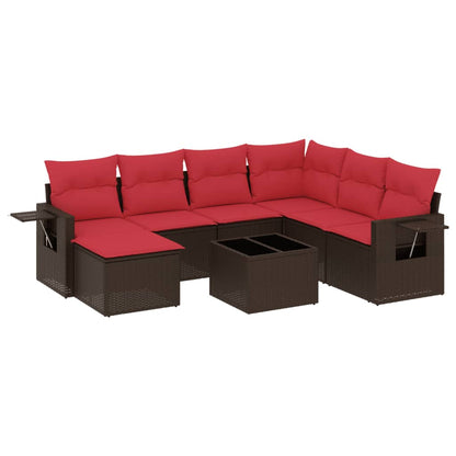 Set Divani da Giardino 8 pz con Cuscini Marrone in Polyrattan | homemem39