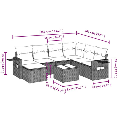Set Divani da Giardino 8 pz con Cuscini Marrone in Polyrattan | homemem39