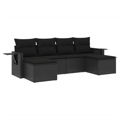 Set Divano da Giardino 6 pz con Cuscini Nero in Polyrattan - homemem39