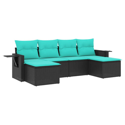 Set Divani da Giardino 6 pz con Cuscini Nero in Polyrattan | homemem39