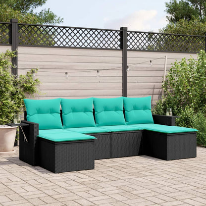 Set Divani da Giardino 6 pz con Cuscini Nero in Polyrattan | homemem39