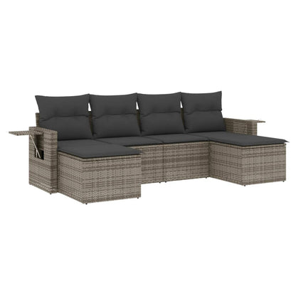 Set Divano da Giardino 6 pz con Cuscini Grigio in Polyrattan | homemem39