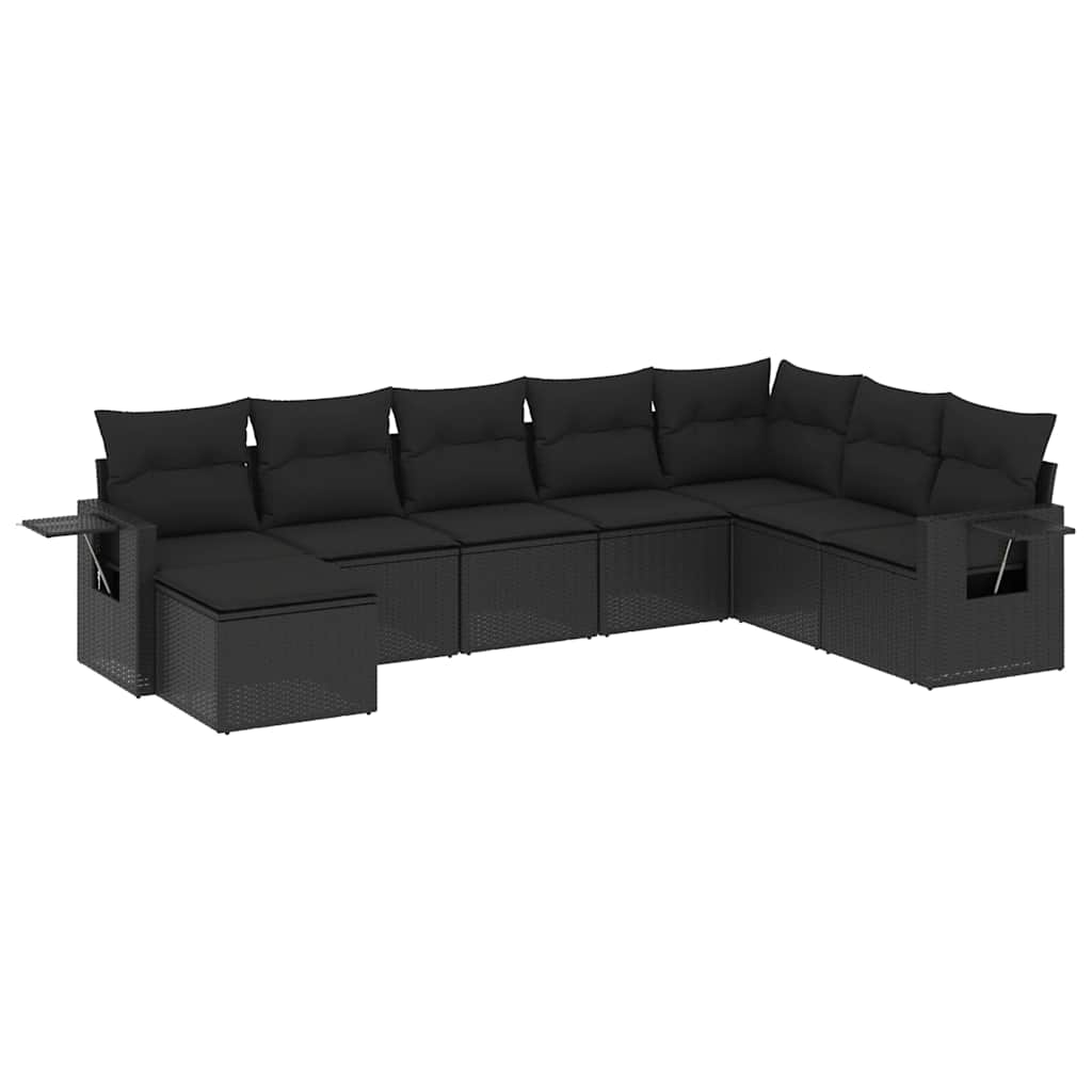 Set Divani da Giardino con Cuscini 8 pz Nero in Polyrattan | homemem39
