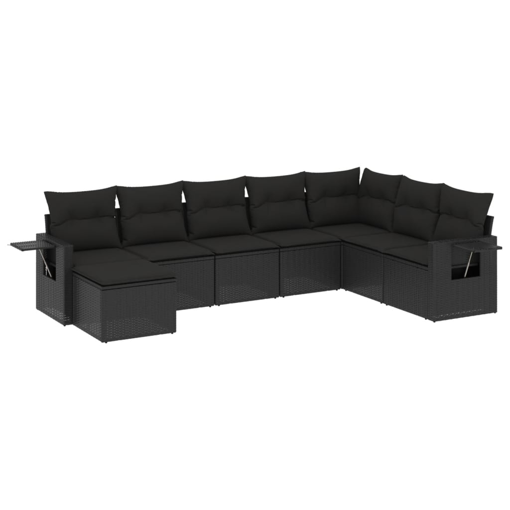 Set Divani da Giardino con Cuscini 8 pz Nero in Polyrattan - homemem39