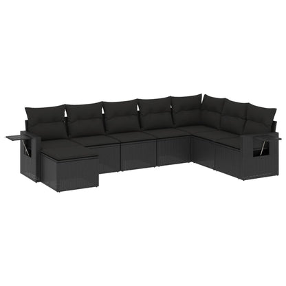 Set Divani da Giardino con Cuscini 8 pz Nero in Polyrattan - homemem39