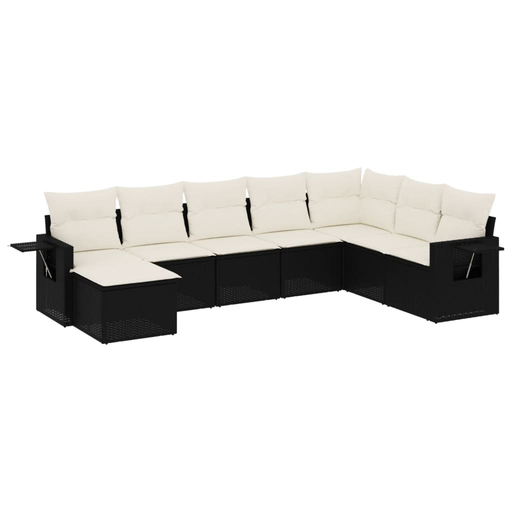 Set Divani da Giardino con Cuscini 8 pz Nero in Polyrattan - homemem39
