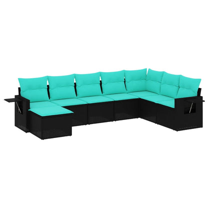 Set Divani da Giardino 8 pz con Cuscini Nero in Polyrattan | homemem39