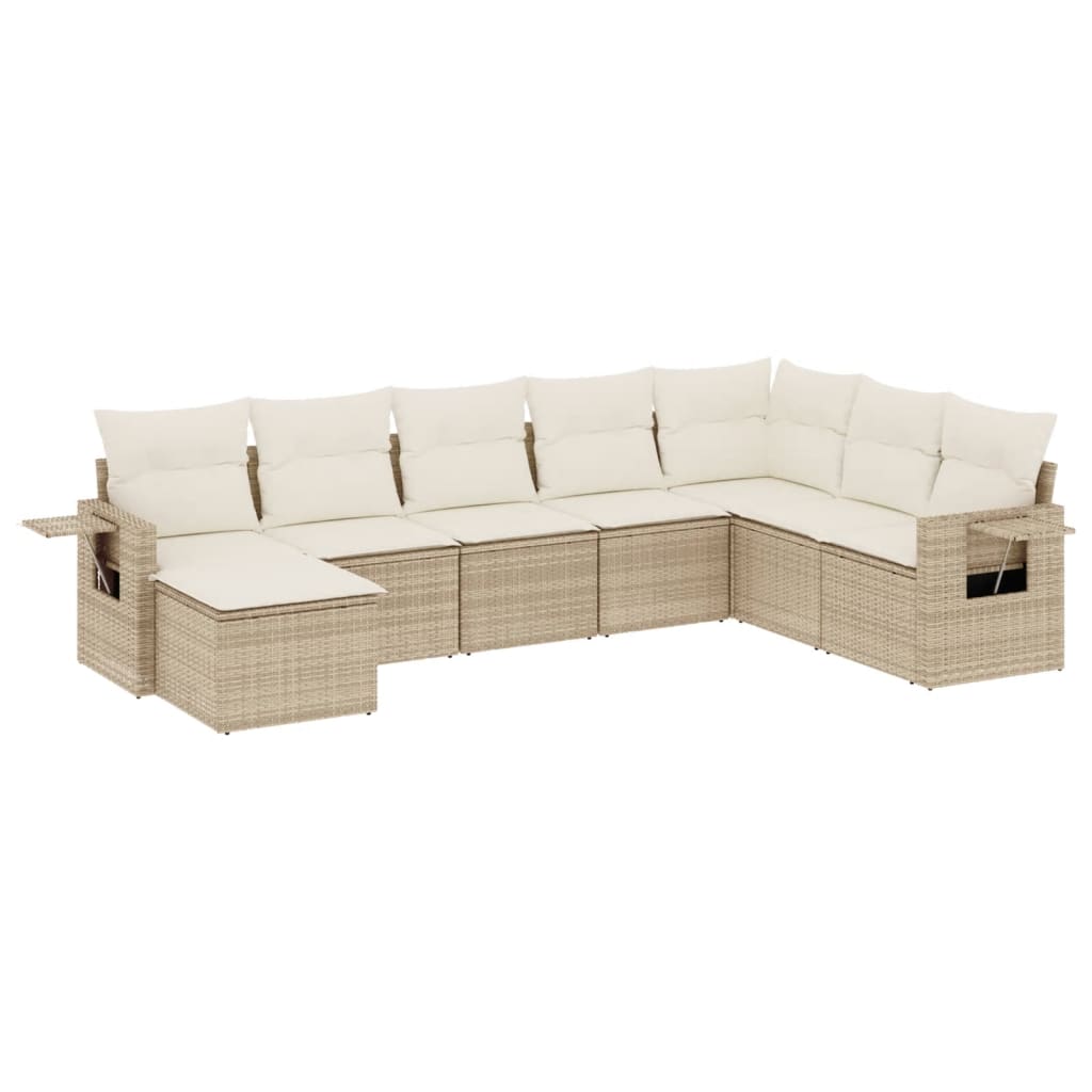 Set Divano da Giardino 8 pz con Cuscini Beige in Polyrattan - homemem39