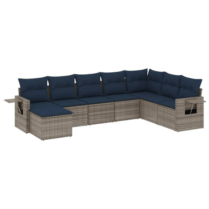 Set Divani da Giardino 8 pz con Cuscini Grigio in Polyrattan | homemem39