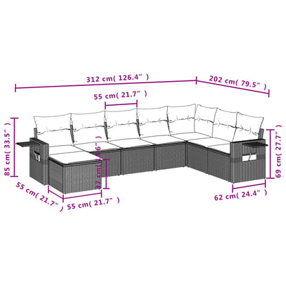 Set Divani da Giardino 8 pz con Cuscini Grigio in Polyrattan | homemem39
