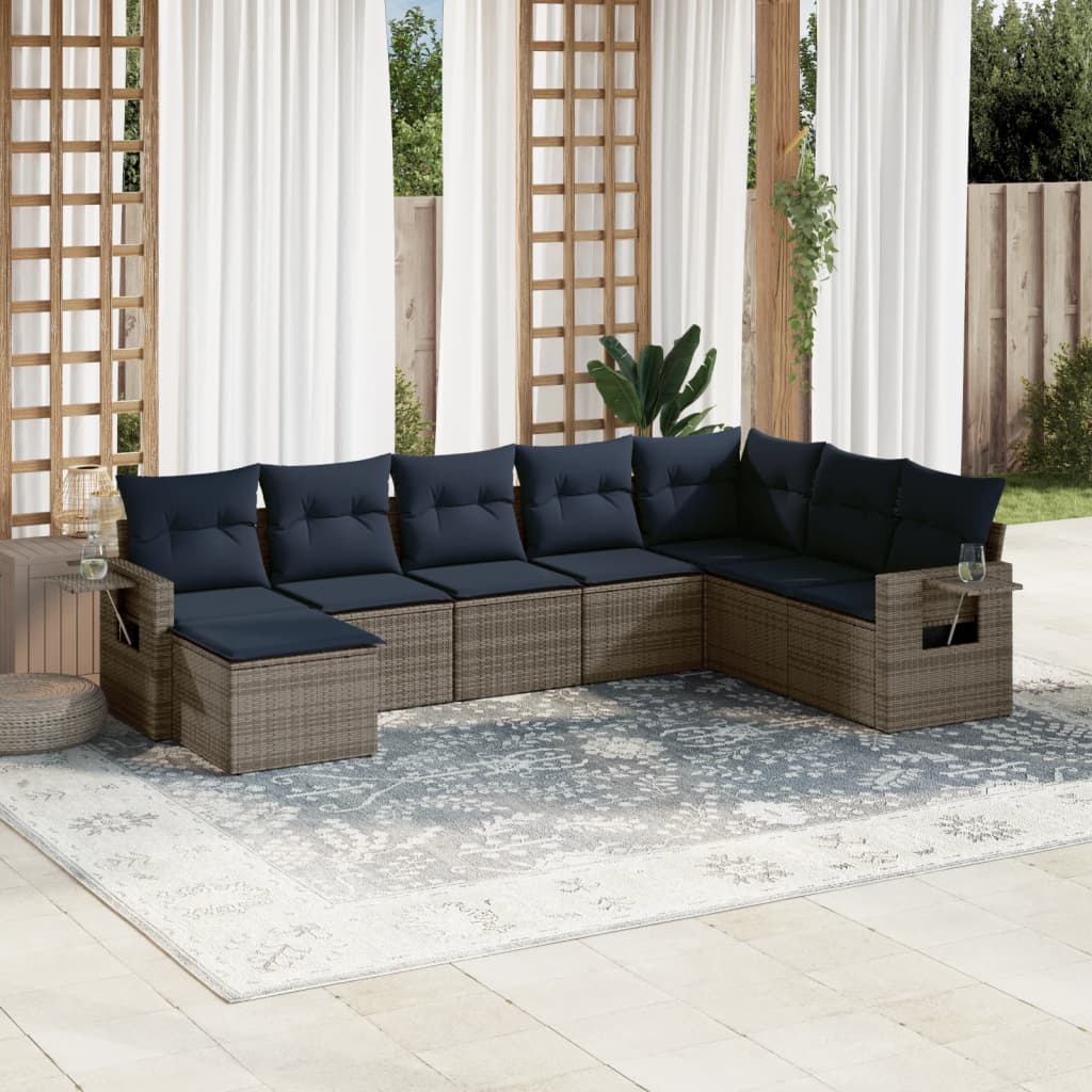 Set Divani da Giardino 8 pz con Cuscini Grigio in Polyrattan | homemem39