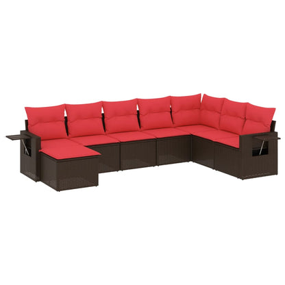 Set Divani da Giardino 8 pz con Cuscini Marrone in Polyrattan