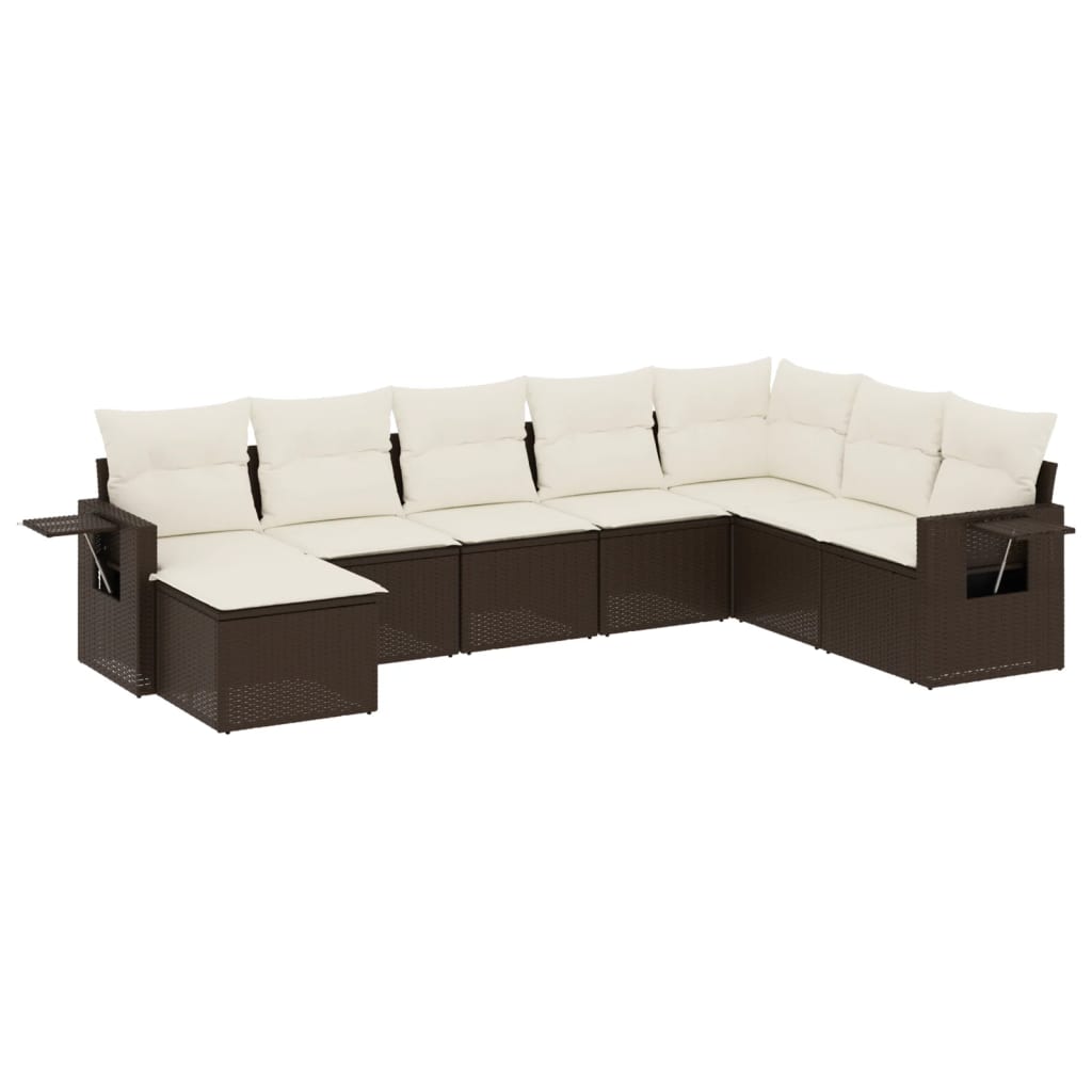 Set Divani da Giardino 9pz con Cuscini Marrone in Polyrattan | homemem39