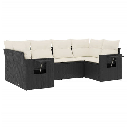 Set Divano da Giardino 6 pz con Cuscini Nero in Polyrattan | homemem39