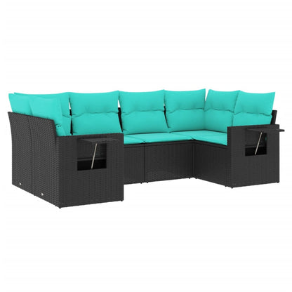 Set Divani da Giardino 6 pz con Cuscini Nero in Polyrattan | homemem39