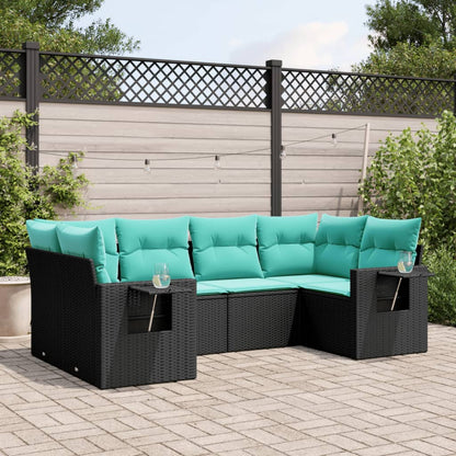 Set Divani da Giardino 6 pz con Cuscini Nero in Polyrattan | homemem39