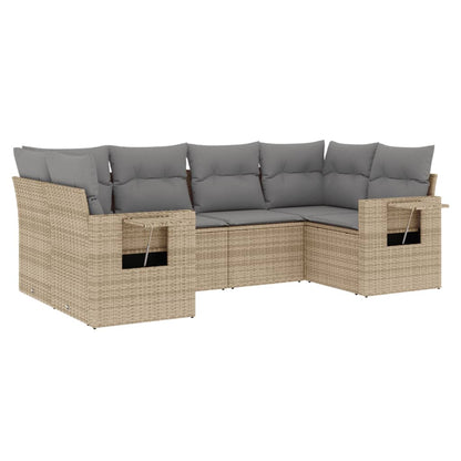 Set Divano da Giardino 6 pz con Cuscini Beige in Polyrattan | homemem39