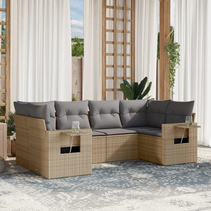 Set Divano da Giardino 6 pz con Cuscini Beige in Polyrattan | homemem39