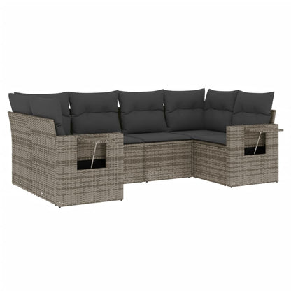 Set Divano da Giardino 6 pz con Cuscini Grigio in Polyrattan - homemem39