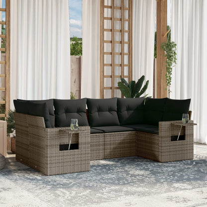 Set Divano da Giardino 6 pz con Cuscini Grigio in Polyrattan | homemem39