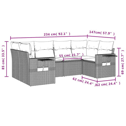 Set Divani da Giardino 6 pz con Cuscini Grigio in Polyrattan | homemem39