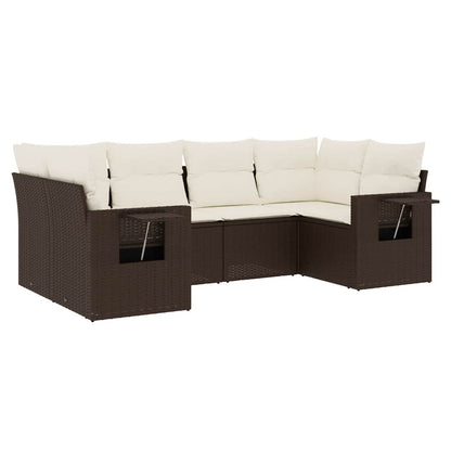 Set Divano da Giardino 6 pz con Cuscini Marrone in Polyrattan | homemem39