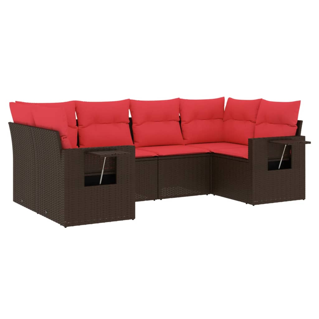 Set Divani da Giardino 6 pz con Cuscini Marrone in Polyrattan | homemem39