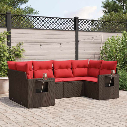 Set Divani da Giardino 6 pz con Cuscini Marrone in Polyrattan | homemem39