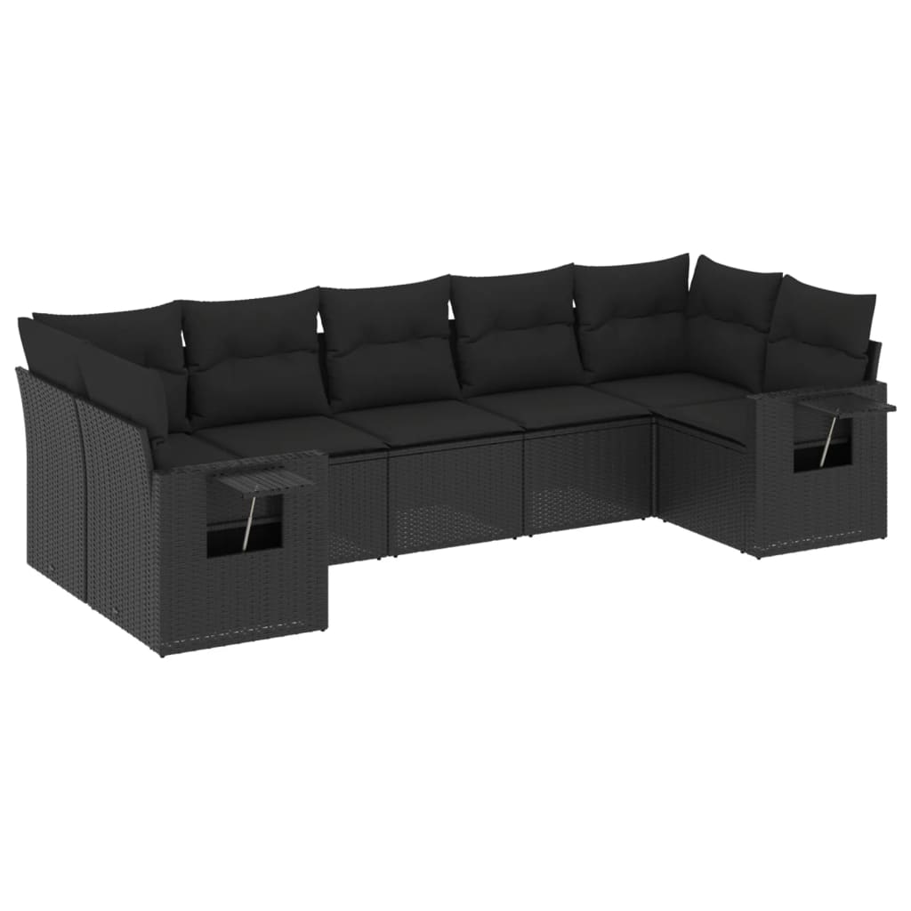Set Divani da Giardino con Cuscini 7pz Nero Polyrattan - homemem39
