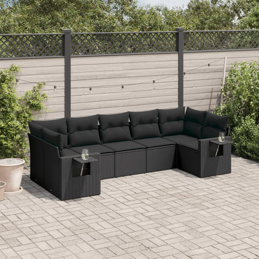 Set Divani da Giardino con Cuscini 7pz Nero Polyrattan - homemem39