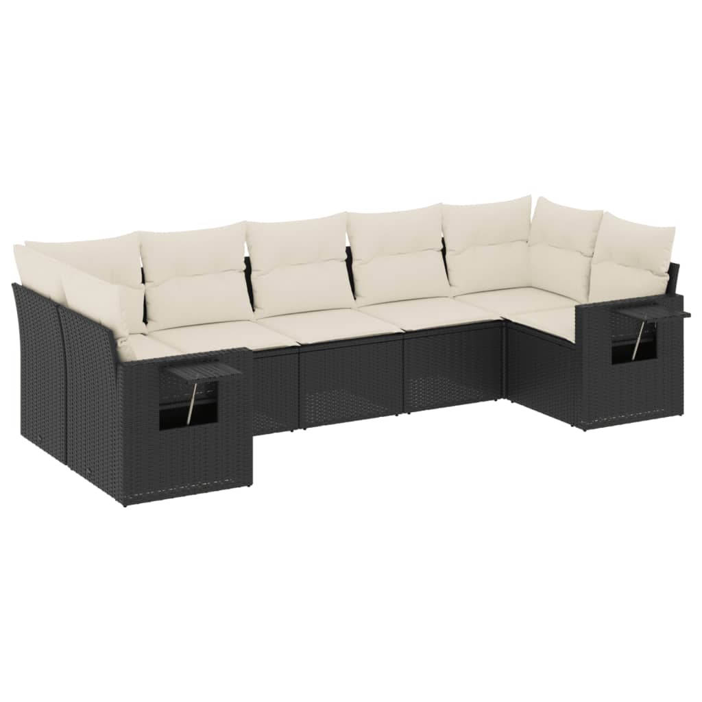 Set Divani da Giardino con Cuscini 7pz Nero Polyrattan | homemem39