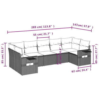 Set Divani da Giardino con Cuscini 7pz Nero Polyrattan | homemem39