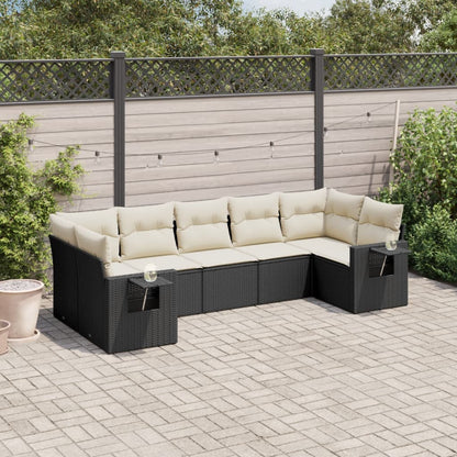 Set Divani da Giardino con Cuscini 7pz Nero Polyrattan | homemem39