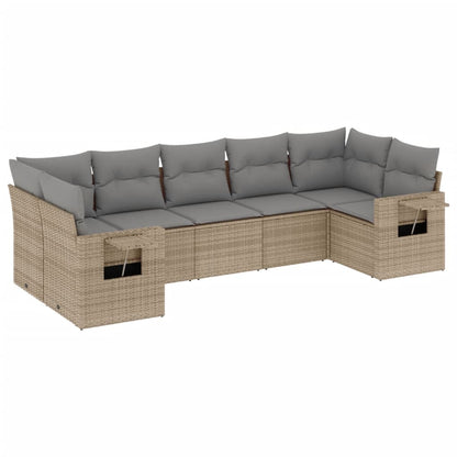 Set Divani da Giardino 7 pz con Cuscini Beige in Polyrattan - homemem39