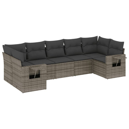 Set Divani da Giardino 7 pz con Cuscini Grigio in Polyrattan - homemem39