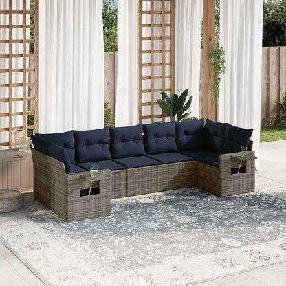Set Divani da Giardino 7 pz con Cuscini Grigio in Polyrattan | homemem39