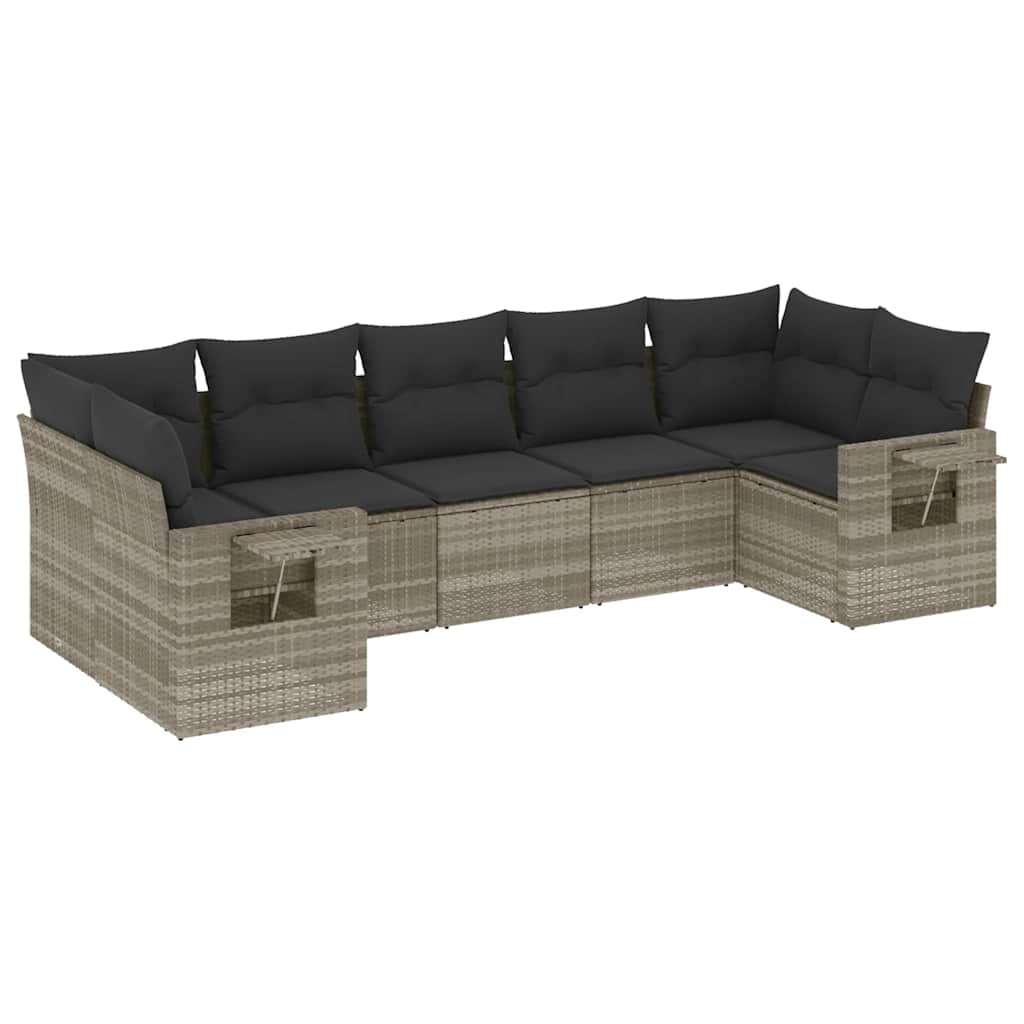 Set Divani da Giardino 7pz con Cuscini Grigio Chiaro Polyrattan | homemem39
