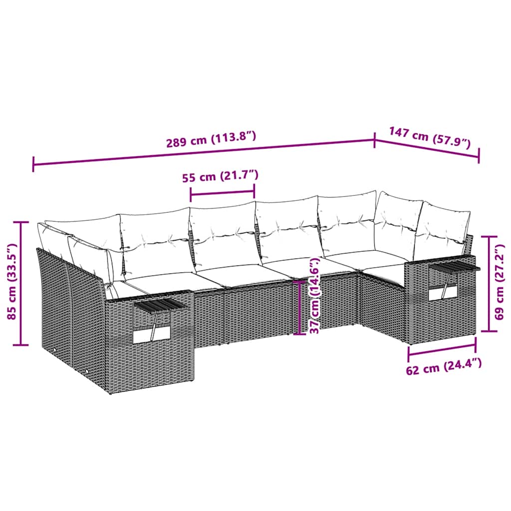 Set Divani da Giardino 7pz con Cuscini Grigio Chiaro Polyrattan | homemem39