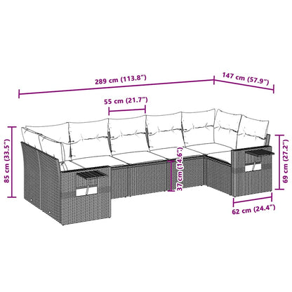 Set Divani da Giardino 7pz con Cuscini Grigio Chiaro Polyrattan | homemem39