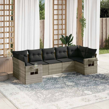 Set Divani da Giardino 7pz con Cuscini Grigio Chiaro Polyrattan - homemem39