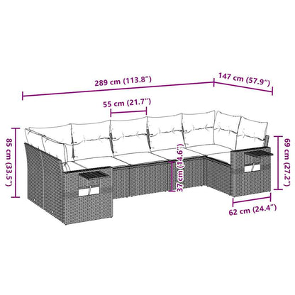 Set Divani da Giardino 7 pz con Cuscini Marrone in Polyrattan - homemem39
