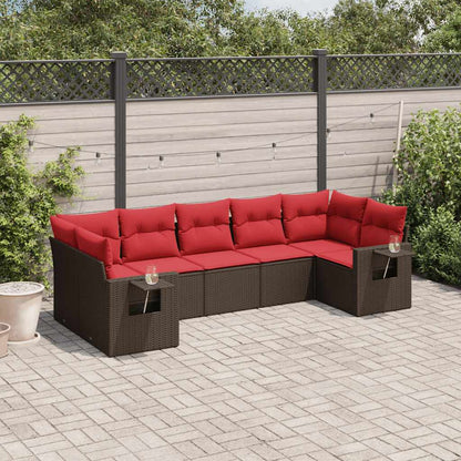 Set Divani da Giardino 7 pz con Cuscini Marrone in Polyrattan | homemem39