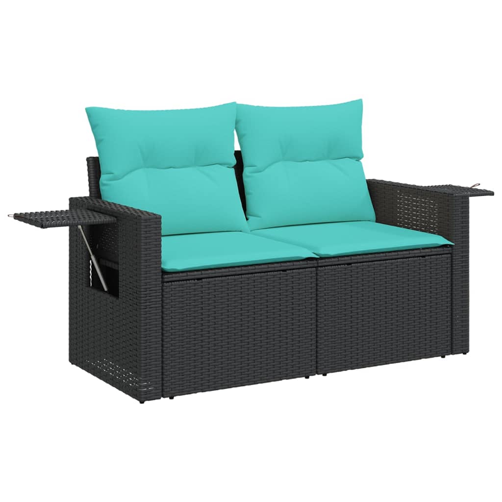 Set Divani da Giardino 9 pz con Cuscini Nero in Polyrattan | homemem39
