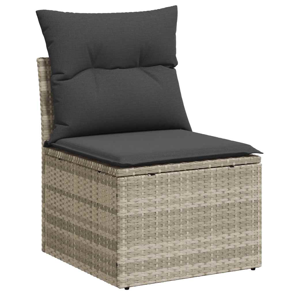 Set Divano da Giardino 9pz con Cuscini Grigio Chiaro Polyrattan | homemem39