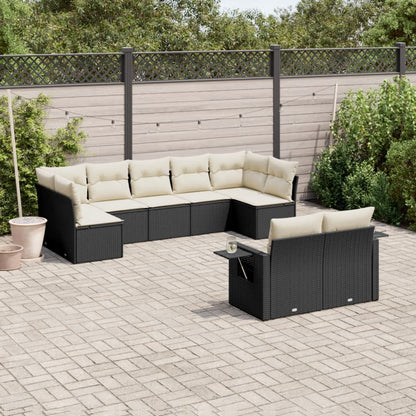 Set Divani da Giardino 9 pz con Cuscini Nero in Polyrattan | homemem39