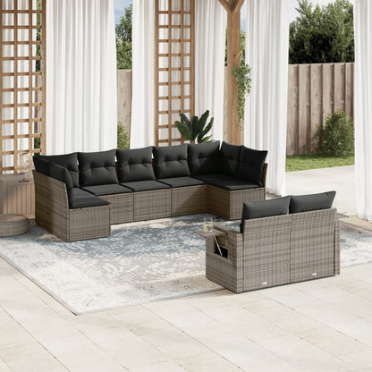 Set Divano da Giardino 9 pz con Cuscini Grigio in Polyrattan | homemem39