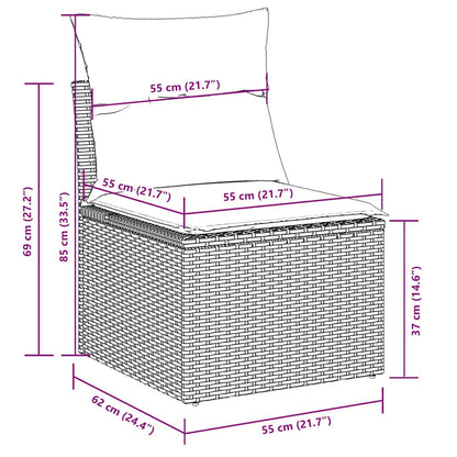 Set Divano da Giardino 9pz con Cuscini Grigio Chiaro Polyrattan | homemem39