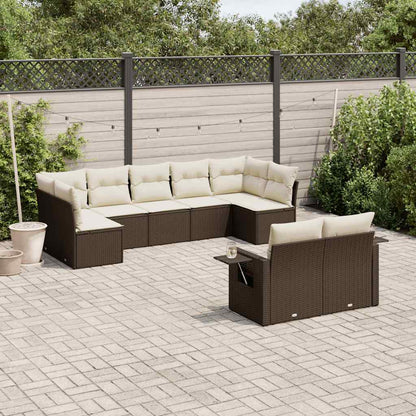 Set Divani da Giardino 9pz con Cuscini Marrone in Polyrattan | homemem39